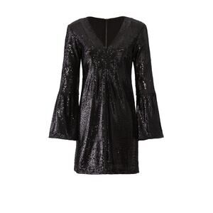 Nanette Lepore Black Sequin Sestina Cocktail Dress Size 8